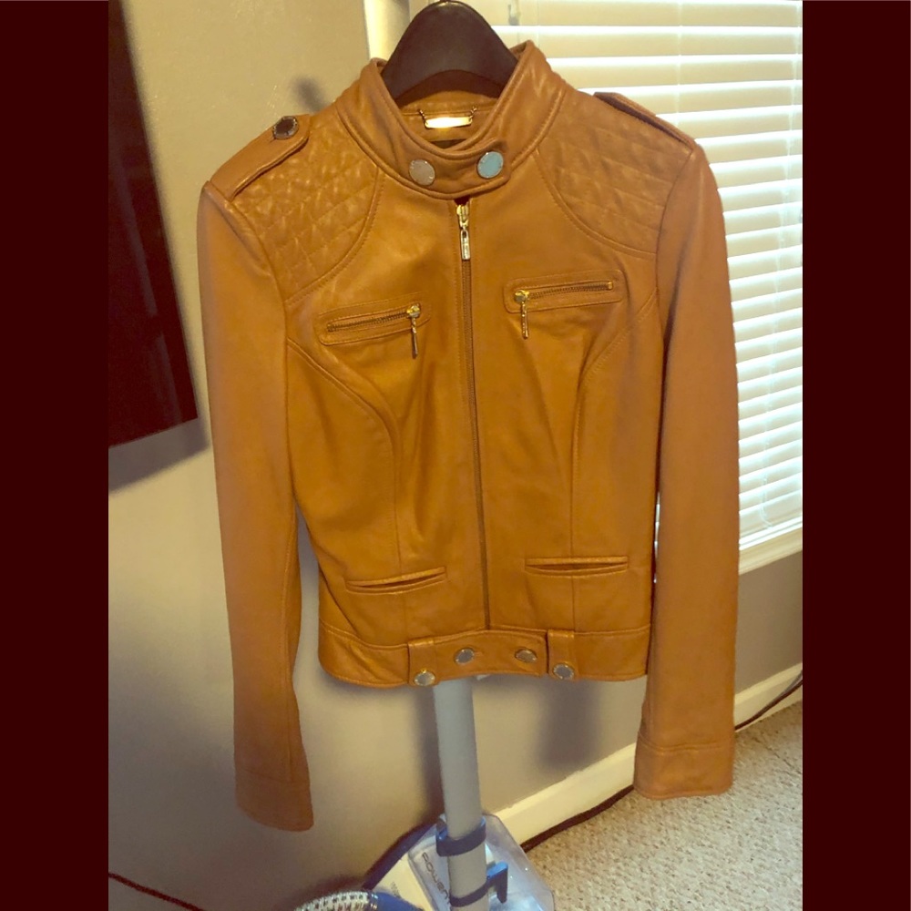 Women Fashion Brown “tan” Leather Jacket